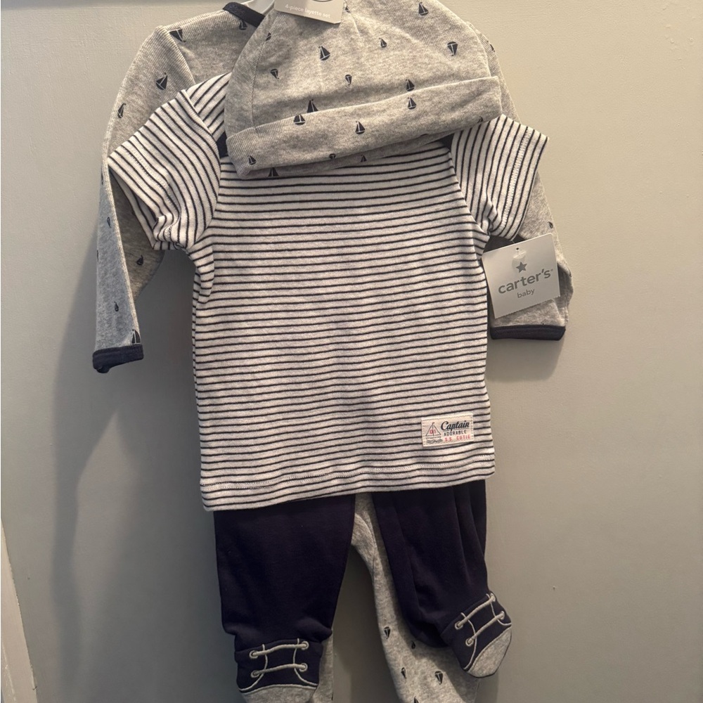 Carter's Navy and Gray Striped Baby Set